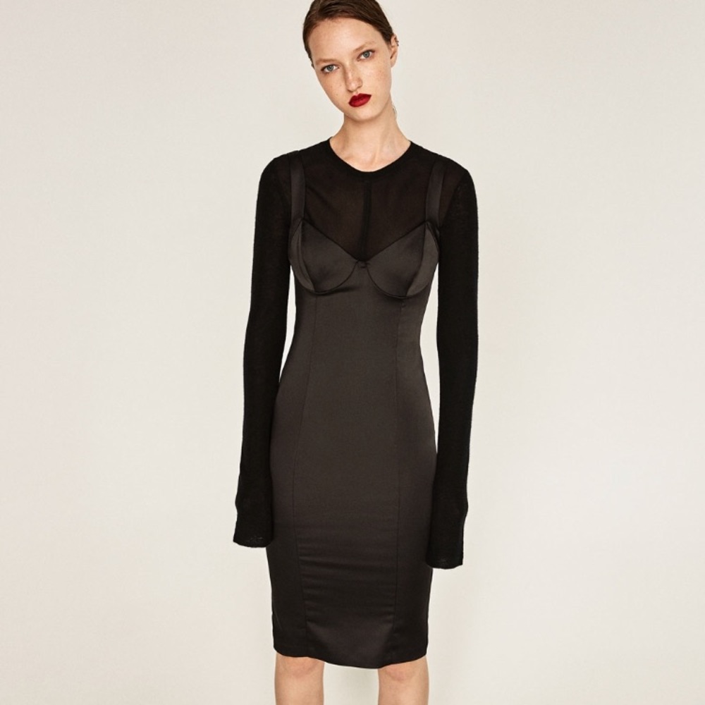 Zara Corset Style Tube Black Dress